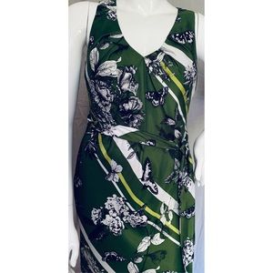 Talbots Green Botanical Print A-line Silk Dress 12